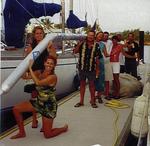 Seconds after the Banderas Bay Regatta, the talented crew of "Cassiopeia" managed to shred the spinnaker and mangle the spinnaker pole.  Always with a good attitude, we marched into the awards banquet with our pole held high!