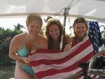 Good old fashioned, all-American girls. (We're just a little shy, that's why we pulled the flag over us.)