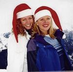 Being borm and raised in California, I had never really celebrated "Christmas" in the snow.  Kristi and I in our Santa hats.