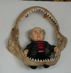You never know what "art" is going to be hanging on the walls.  Here is a Gorbachov puppet sitting in shark jaws. 