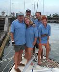 Team Scirocco taking the 41-foot Morgan Out Island through the Panama Canal: Greg, Cherie, Rennie, Anne and Nick.