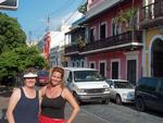 Joanne and Cherie with a splash of color from the charming buildings of San Juan. *Photo by Stan.