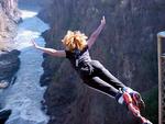 Cherie leaping off the 2nd highest bungee jump in the world at Victoria Falls Bridge.