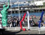 Fanfare awaits the Midway on the pier.