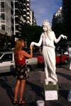 Cherie gets to know a statue in Buenos Aires.