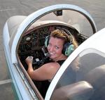 Cherie at the wheel of a Paris Jet.