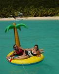 Carol and Cherie on a deserted island.