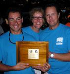 Manolo, Beth and Phil hold up the 1st Prize plaque.