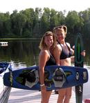 Cherie and Jean ready to wakeboard and ski.