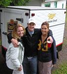 Cherie, Sam and Allison in front of the portable beer truck.
