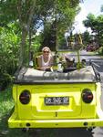 Cruising around in our yellow VW Thing.