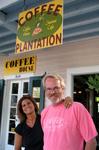 Theo and Diane at Key West's best coffee shop--the Coffee Plantation.