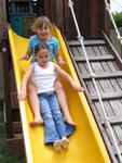 Double trouble on the slide.