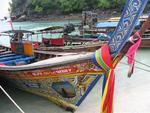 Colorful longtail boats.
