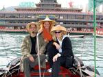 Cherie, Margaret and Scott on our sampan ride in Aberdeen.  Behind us is the famous floating restaurant "Jumbo."