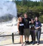 Cherie, Colin, Crystal and Sarah at Wai-O-Tapu's famous geyser.