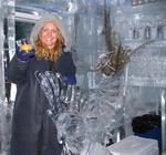 Cherie at "Minus 5", a bar where everything is made of ice...even the "glasses" you drink from!