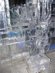 The bar is surrounded by ice-sculptures.