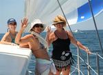 The ladies on the foredeck. *Photo by Karen Vaccaro S/V Miela.