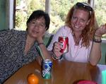 Look at the writing on the cans of soda that Cherie and Lynda are drinking. *Photo by Jean Leitner.