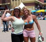 Cherie with Strongwoman announcer Shannon Harnett, 10-time Highland Games World Champion and member of the US Bobsled team.  But really, who is in better shape?