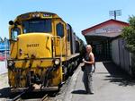 Marjo at the Greymouth Train Station.