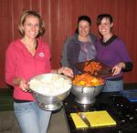 Treena, Alicia and Julie help prepare tonight's feast!