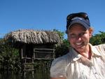 Cherie, exploring the "jungle huts" of San Blas, Mexico.