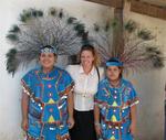 Cherie with two local girls from Jarretaderas, dressed in their traditional costumes.