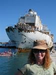 Cherie watches as The Gen. Hoyt S. Vandenburg arrives in Key Went. At 522-ft, The Vandenberg will be the world's second largest artificial reef when she is sunk next month (May 2009) a few miles from Key West.